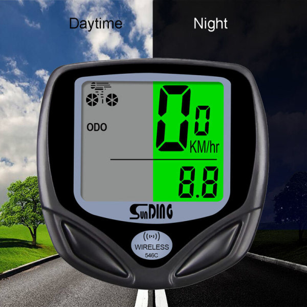 CDQ Trådlös cykeldator, vattentät cykeldator med bakgrundsbelysning LCD-skärm Vägmätare Hastighet och vägmätare Road Bike Stoppur