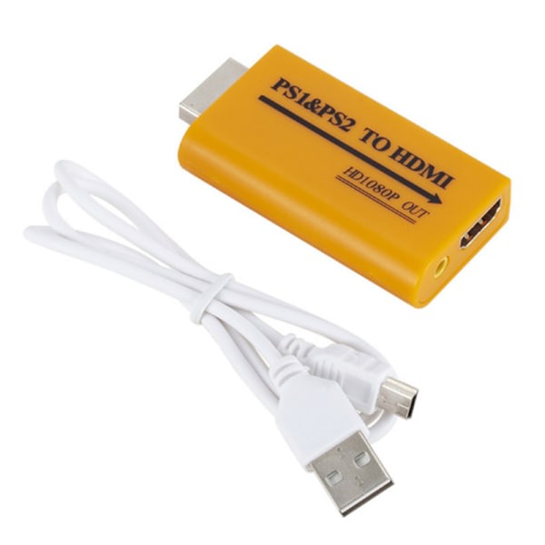 1080P HD PS1/PS2 till HDMI och videokonverteringsadapter för HDTV Pro Yellow