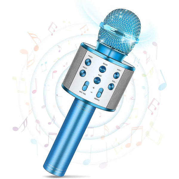 Bluetooth trådløs mikrofon til barn, karaokemikrofon for 4-12 år gammel flicka/pojke Present (blå)