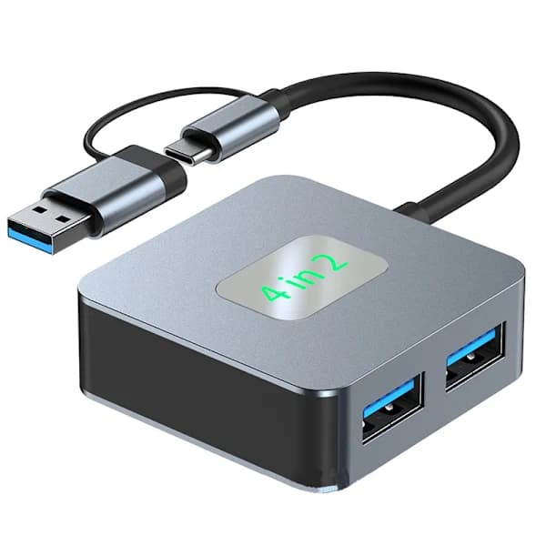 4-porters USB 3.2 Gen 2-hub - 10 Gbps utvidelsesdokk