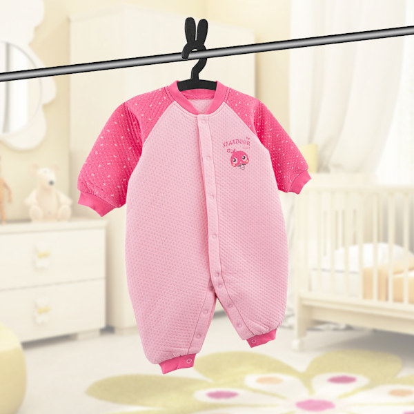 Sød kanin træ tøjstativ, baby børnetøj opbevaring bøjle til hjemmeorganisation, sort