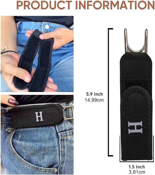 Spændefrit elastisk bælte til mænd og kvinder, usynligt justerbart strækbælte med krog lukning til jeans og fritidsbukser, 2-pak sort