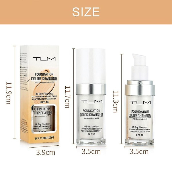 Tlm 30ml Färgförändrande Foundation Makeup Bas Vätska Cover 1PC