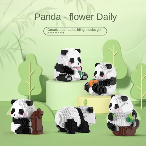Panda Byggesæt Mini Panda Byggeklodser Dyr Byggesæt Søde - Byggelegetøj til børn fra 9 år og opefter Menglan Mata Fåglar 430st