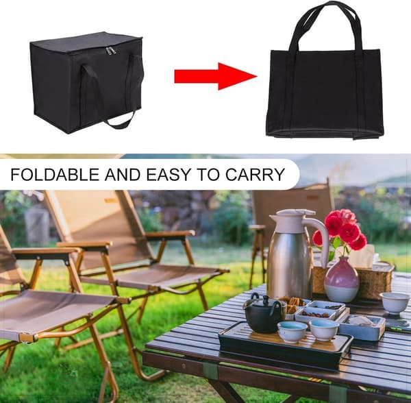 2 kjølebager - 30L - Sammenleggbar, stor, med solid glidelås - Isolert handlepose, piknikpose - for utendørs reise - 41*26*33 cm - Svart