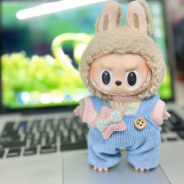 17 cm Søde Mini Plysdukke Klæder Outfit Tilbehør Til Korea Kpop Exo Labubu Idol Dukker Trøje Hoodie Tøj DIY Børn Gave 3 3 fit 17cm Labubu Doll