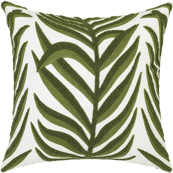 Blad Broderi Bomull Överdrag Tropiskt Lövmönster Dekorativa Kuddfodral Mjuk Accentkuddfodral (Blad A, 18\"x18\")