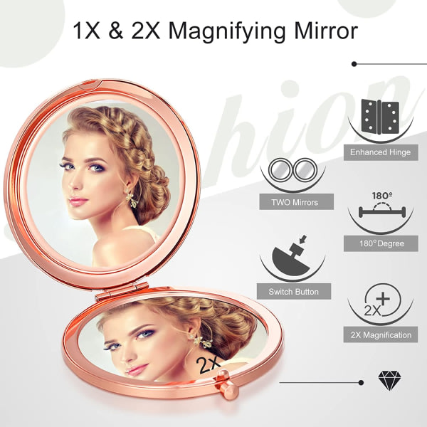 6st förstorande kompakt kosmetisk spegel