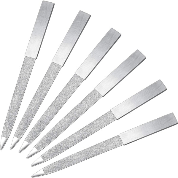(5 tum) 6-pack diamant nagelfil dobbeltsidig rostfritt stål nagelfil metall manikyr Block nagel manikyr fil for salong og hem CDQ
