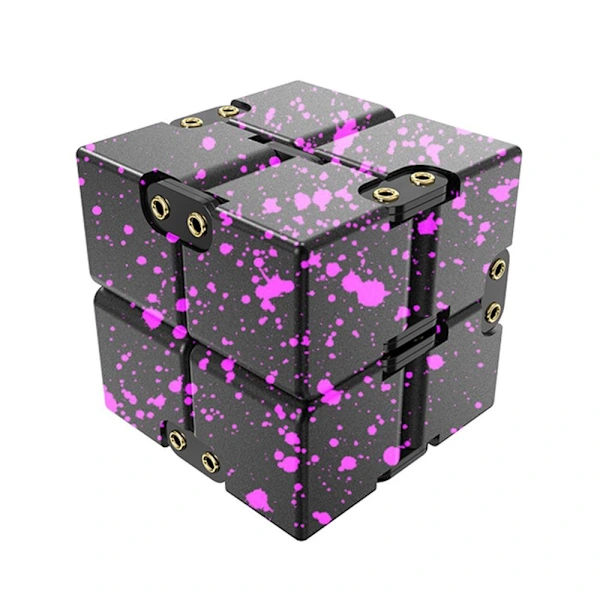 Fidget Toy Stress Relief Infinite Cube Flip Cube Black-Rose Pink