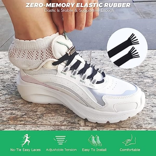 2 par No-tie elastisk skosnören for barn, voksne, eldre, med CDQ