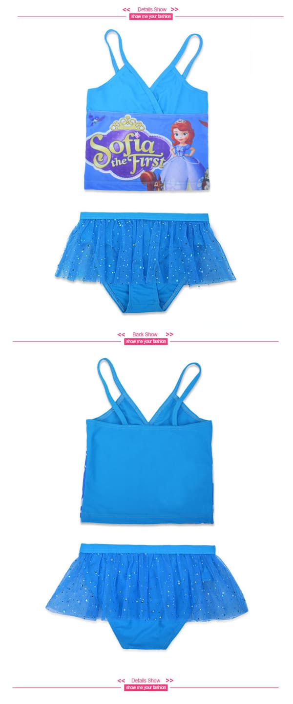 Bikini Flickbaddräkt Barn Delad Baddräkt Blå Blue 152