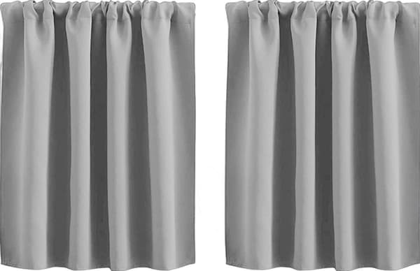 Blackout Curtains Set of 2 - 76x60 cm - Light Grey Polyester - For Small Windows, Bedroom, Kitchen, Wardrobe, RV