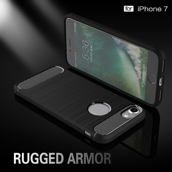 För Iphone 8/7 4,7 tum Borstad TPU anti-scratch Stötsäkert kolfiber skyddande case - Mörkblå (färg Svart) null none