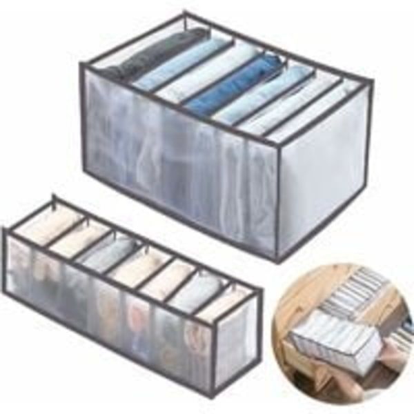 Jeansopbevaringsboks, Triomphe Clothes Drawer Mesh Divider Box, sammenklappelig og vaskbar opbevaringsboks, Velegnet til 2 personer