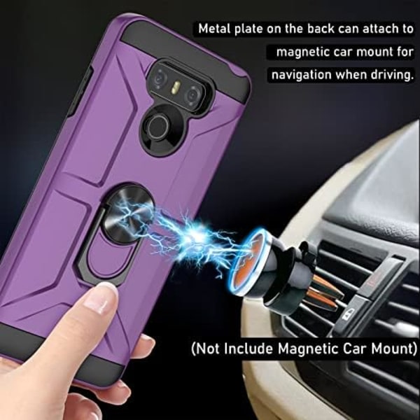 GAMEMIUZ LG G6 etui, LG G6- etui med [3X skærmbeskyttelse i herdat glas], indbygget ringstøtte og magnetisk bilfæste Stötsäkert Droppro Purple