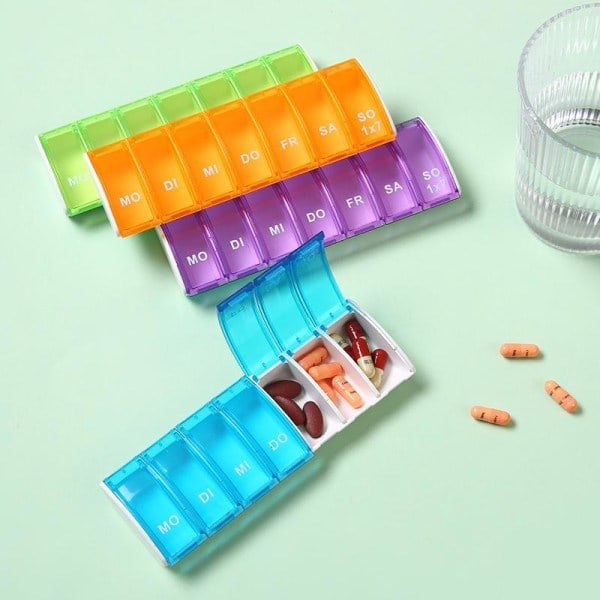 Pillerdosa Medicinask Pillerbox Vecko Dosering 7 Fack Blå blå