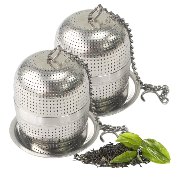 CDQ Tesilar för löst te, 2 st rostfritt stål teboll