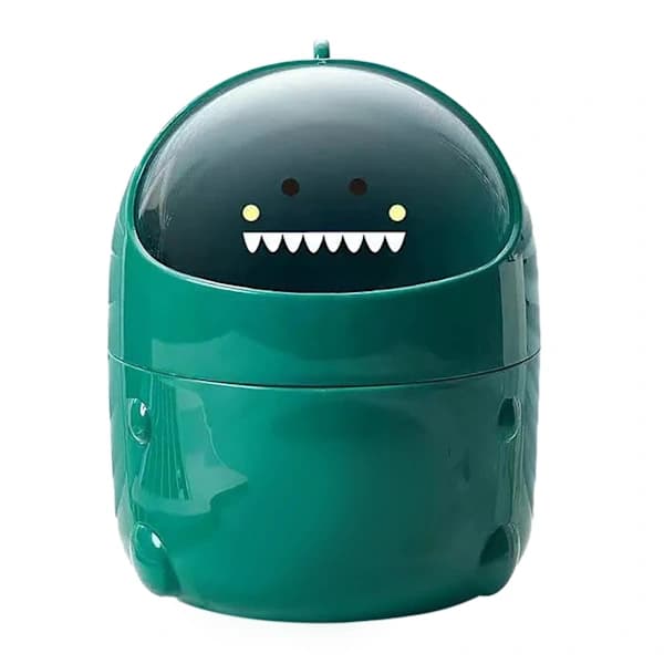 Desktop Trash Can Plastic with Lid Mini Small Cute Shaped for Dining Table Desk Home Office Easy Storage S Green 0.1 0.1