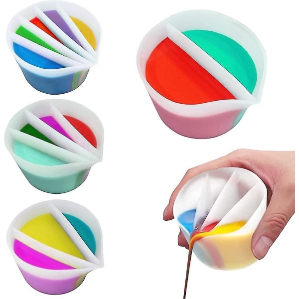 Delad kopp för färghällning Vätskekonstmålning DIY Silikon Splitkoppar