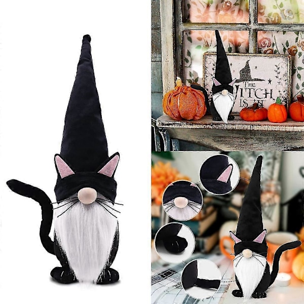 Halloween Gnome Katt Gnome Ornament Dukke Kreativ Ansiktsløs Dukke