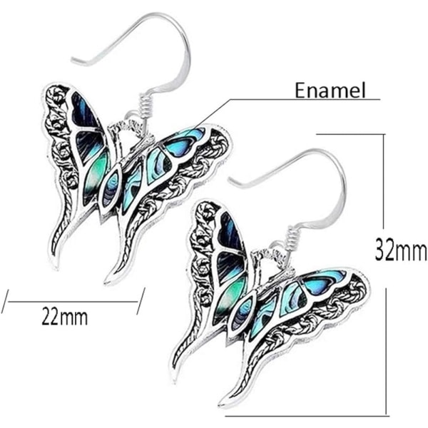 Heyone Boho Chic Emalj Silver Blå Monark Butterfly Drop örhängen Mode Unikt Statement Dangle örhängen för kvinnor Smycken Present