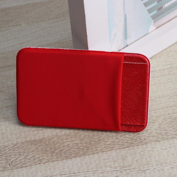 2 st Kreditkortsplånbok självhäftande Telefonplånbok Telefon Kredithållare Mobiltelefonhållare Telefonhållare Stick Red 9,2*5,8*0,2cm