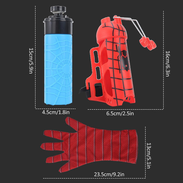 Silk Launcher Hero Spider Web Water Shooters leksak med vannflaska for barn tilstede