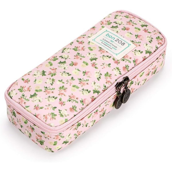Heyone söt case -- hög kapacitet blomblyertspenna brevpapper organizer Multifunktion kosmetisk sminkväska (rosa)