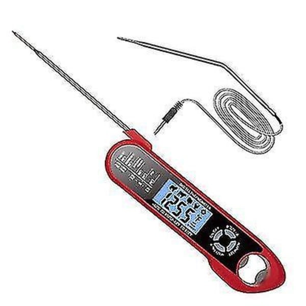 Foldbar og vanntett grilltermometer med dobbel sonde