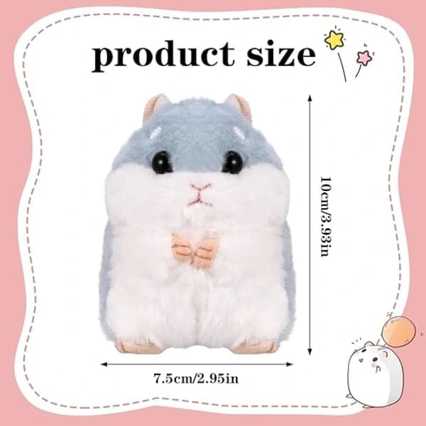3 Cute Hamster Keychains Blue Brown Gray, Soft Plush Keychain, Hamster Pendant Keychain, Fluffy Keychain, Decorative Animal Keychain