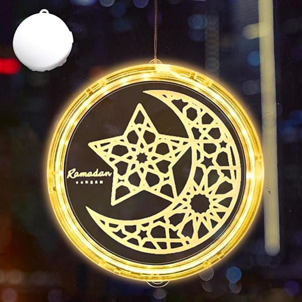 LED Muslim Ramadan Valoketju (25cm) - Koristeelliset Ripustusvalot Imukuppikiinnityksellä Juhliin Stars and moon