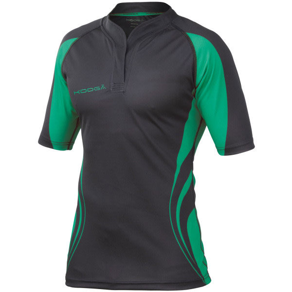 KooGa Herr Tight Fit Curve Premium Match Sports Shirt L Svart / Sort / Emerald Green L zdq