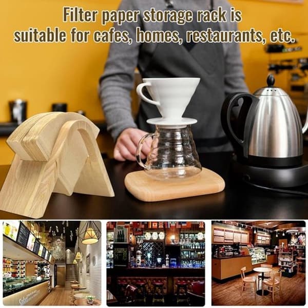 Kaffefilterholder i træ - Filterkaffe - Kaffefilterholder - Filterposeholder - Velegnet til alle