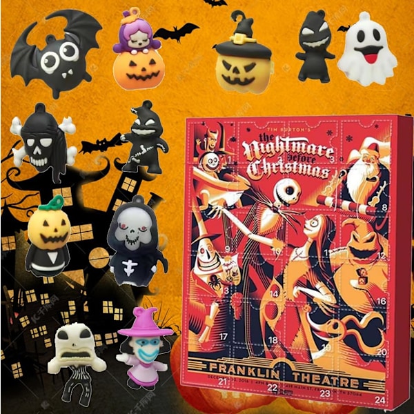 2024 Halloween Jul Läskig Dockadventkalender Barn - 24 st Halloween Nedräkningskalender (YSJ)