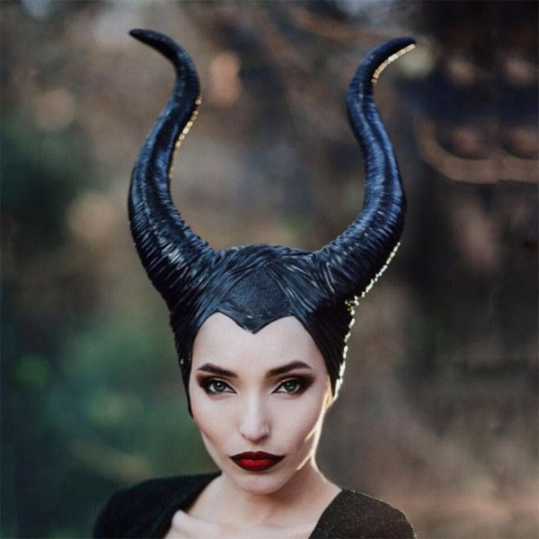 Tyttöjen sarvihattu musta kuningatar cosplay-päähine naisten halloween-asut anime-noita päähine juhlatarvikkeet zdq