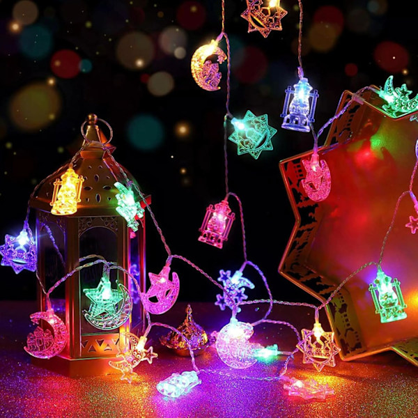 LED Ramadan Valoketju (20 LED) - 3m Tähti ja Kuu Koristevalot Kotiin ja F 5 color types