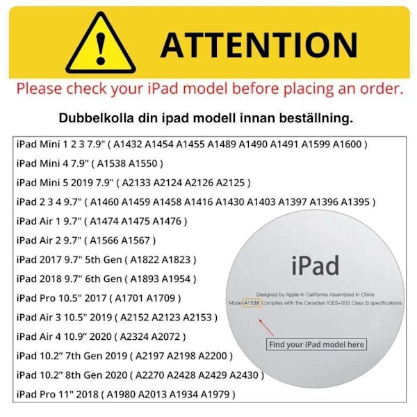 Ipad AIR 2 kotelo - Musta Ipad Air 1/2 & Ipad 9,7 Gen5/Gen6 Black Svart
