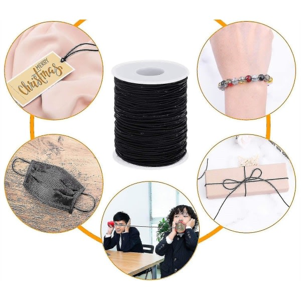Elastisk streng for armbånd, smyckessträng (1,2 mm, 109 yards, svart) zdq