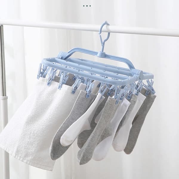 Clothes Hanger with 32 Clips, Household Sock Hanger, Multifunctional