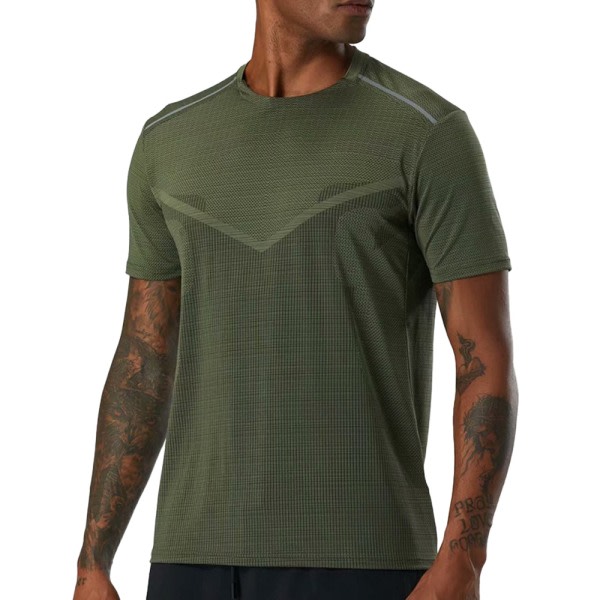 Kortärmad sport T-shirt - Army Green - XXL zdq