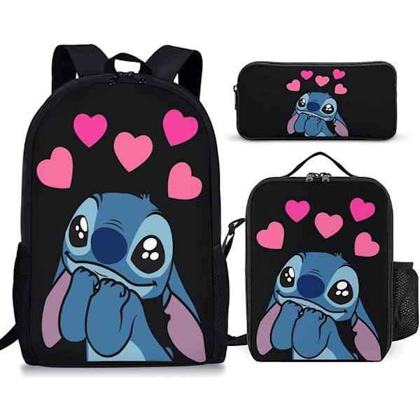 Ny stil tegneserie Stitch skolesekk tredelt grunnskole- og ungdomsskoleelever ryggsekk