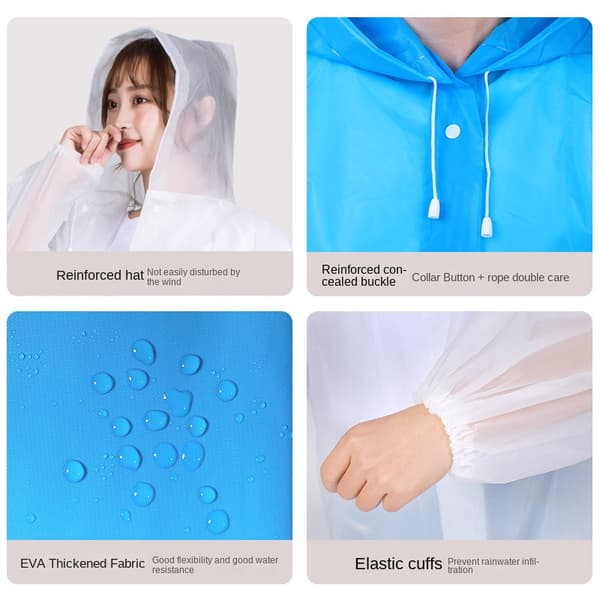 8-pack Regnponcho, Regnjacka Herr, Dam, Vattentät EVA-Regn, Cape Regnjacka Rosa Pink
