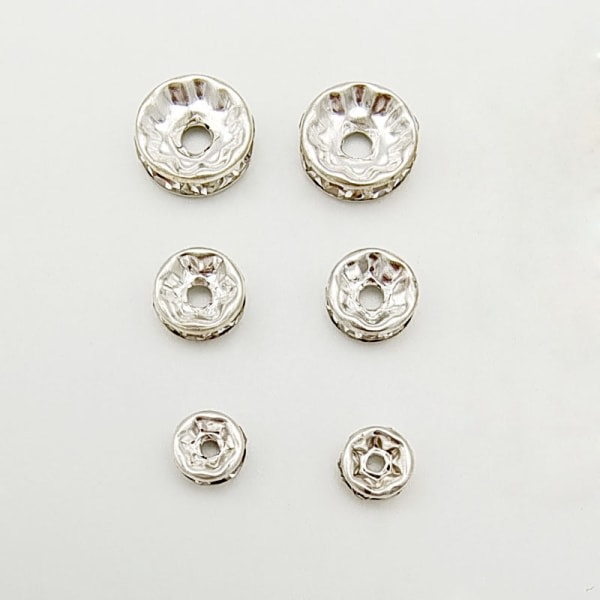 CDQ Avstandspærlor lösa pärlor for smyckestillverkning 100-pakning Sølv 6 mmCDQ