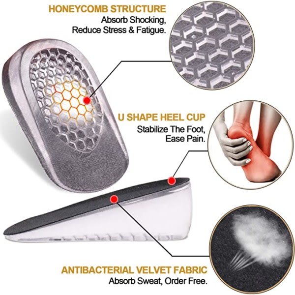 3 par gelhöjande innersulor (ett par för var och en av de tre