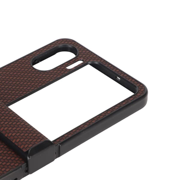 Kolfiberfodral för OPPO Find N2 Flip, vikbart mobilskal i plast, brunt