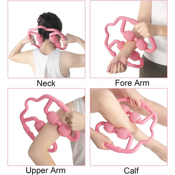 Muscle Roller Massage Stick med Håndtag Fyra Foam Balls Trigger