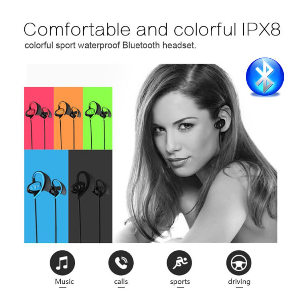 Multifunktionel IPX8 simvattentäta Bluetooth-hørlurar Blå Blå