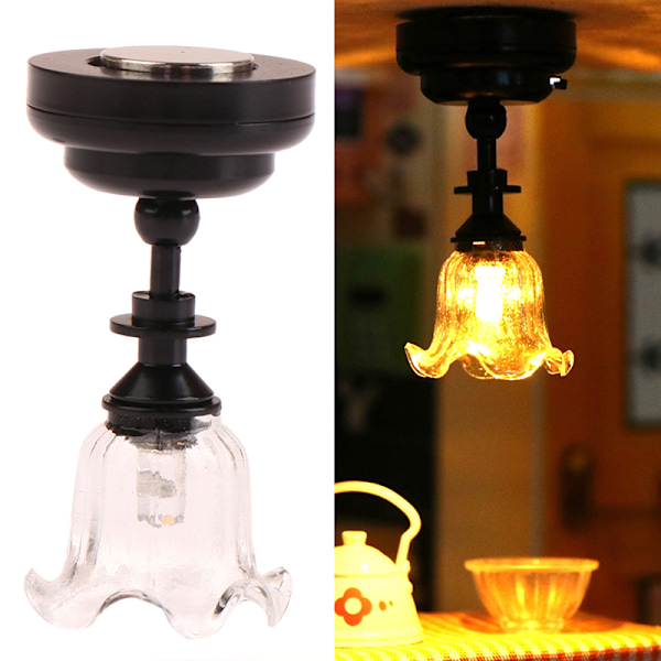 1:12 Dockhus Miniatyr LED-lampa Taklampa Ljuskrona