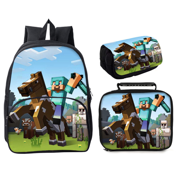 minecraft steve bag tredelad 16-tums ryggsäck stil 1